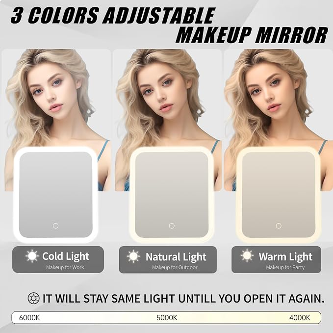 Travel Makeup Bag with Light Up Mirror, Cosmetic Artist Organizer Case with LED - Image 2