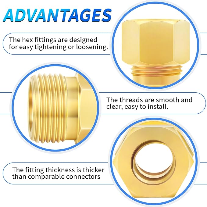ChillWaves Brass Compression Tube Fitting, 3/8" OD x 3/8" OD Compression Union - Image 4