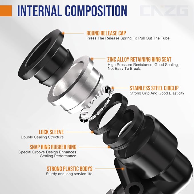3/8 Push to Connect Fittings npt Thread to 3/8 Air Line Quick | Pneumatic - Image 3