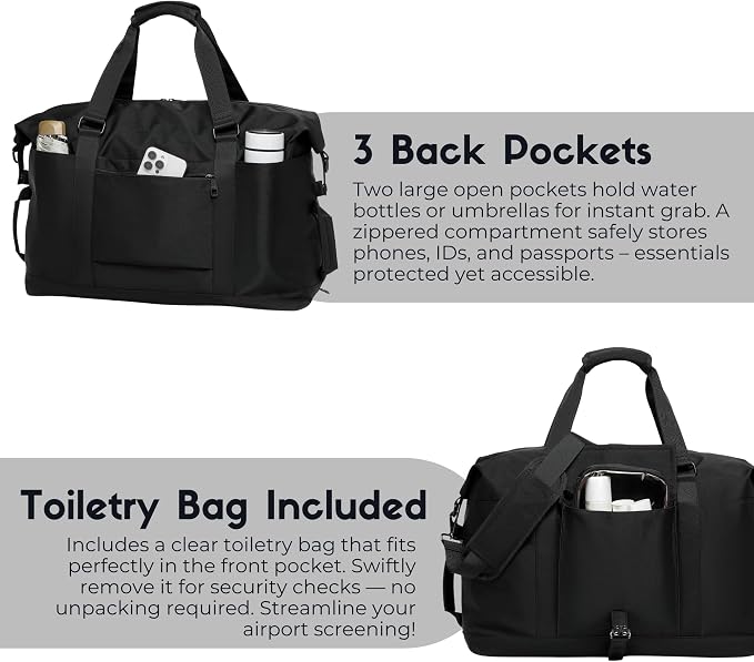 SUNNY BIRD Duffel with Utility Pouch, 40L Weekender Overnight Bag with Shoe - Image 5