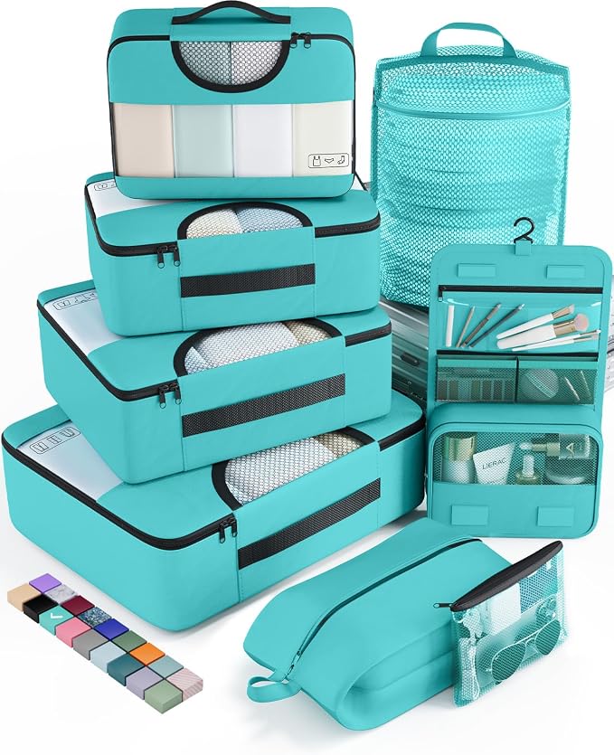 Veken 8 Set Packing Cubes for Travel Essentials, Suitcase Organizer Bags in 4 by Veken