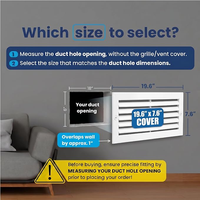 18x6 Aluminum Wall Ceiling Air Return Vent Cover HVAC Rustproof Grille - Image 2