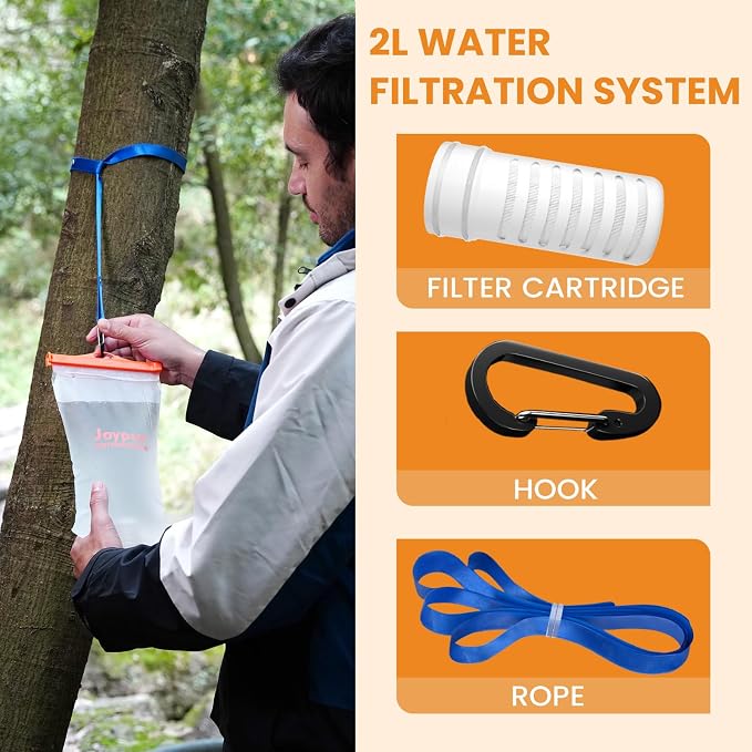 Gravity Water Filter Camping-2000ml Survival Water Filtration System, Portable - Image 5