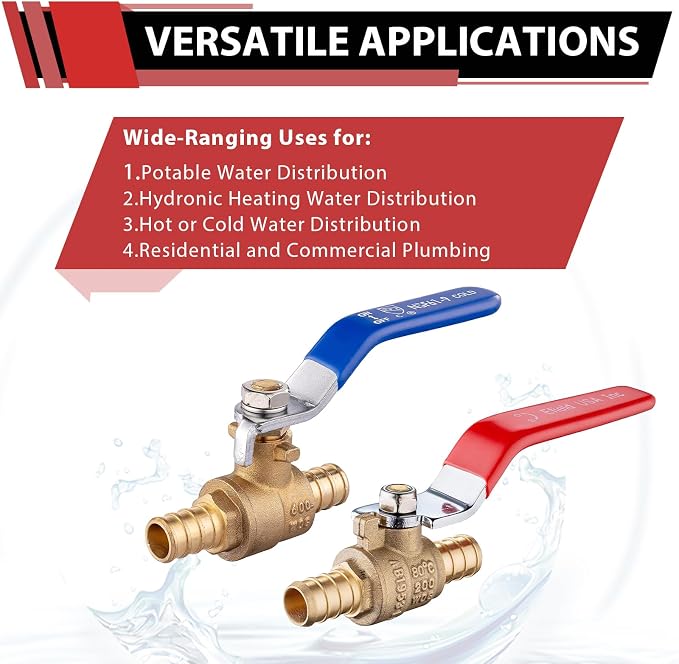 50-Pack 1/2" PEX Brass Ball Valve, Barb Crimp Pex Connection | Full Port Water - Image 4