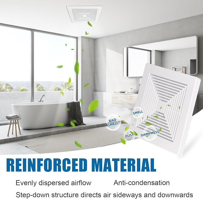 (1-Pack 12" BP90 Spring Bathroom Exhaust Fan Cover 12-1/4" x12" Vent Cover - Image 5