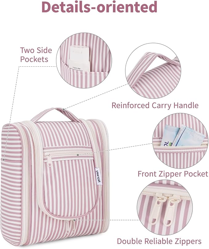 Narwey Small Striped Hanging Travel Toiletry Bag - Image 6