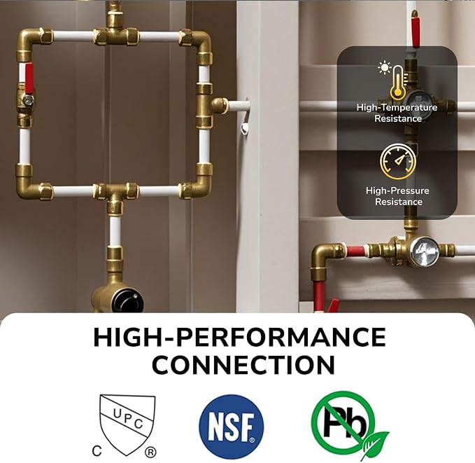 Push-Fit Reducing Coupling, 3/4" to 1/2" Brass Plumbing Fitting - Image 3