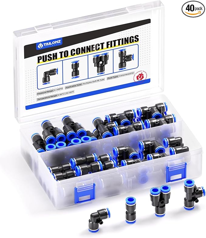TAILONZ PNEUMATIC 6mm od Push to Connect Fittings Pneumatic Fittings Kit 10 by TAILONZPNEUMATIC