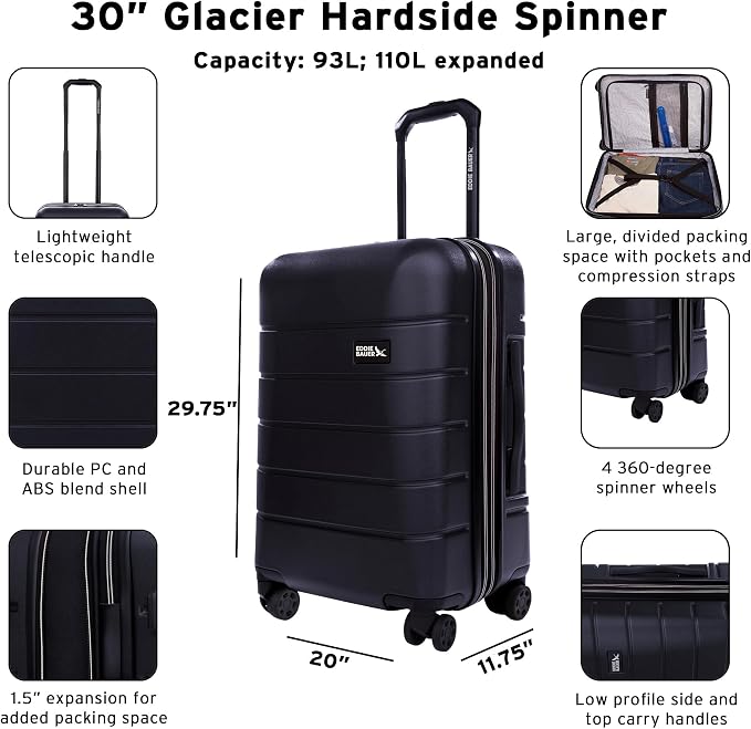 Eddie Bauer Glacier Carry-On 22" Luggage | Hardside | Spinner Wheels | - Image 2