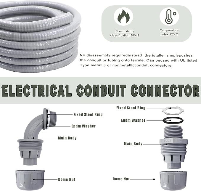 1 Inch 50 FT Non Metallic Liquid-Tight Conduit and Connector Kit - Image 4
