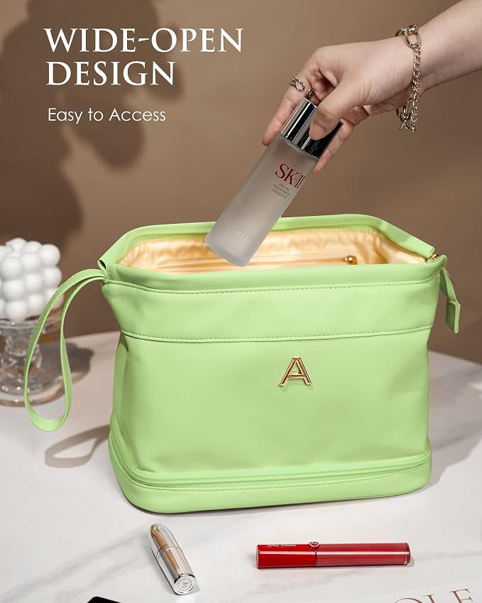 Maid Of Honor Gifts, Initial Large Makeup Bag, Bride To Be Gifts, Double Layer - Image 4