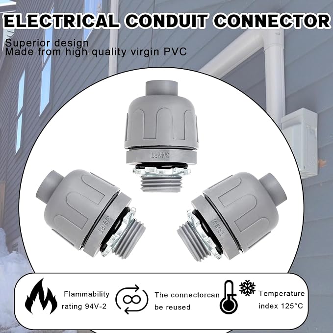 3/4 inch Liquid Tight Connector PVC Flexible Conduit Connector, Straight 180 - Image 5