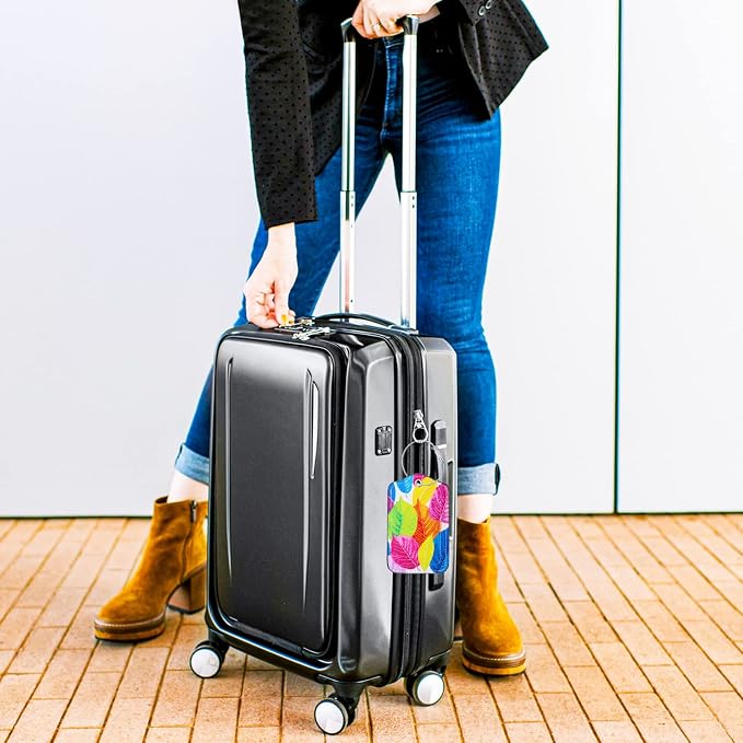 Luggage Tags for Suitcases-Leather Luggage Tag 4 Pack - Image 5