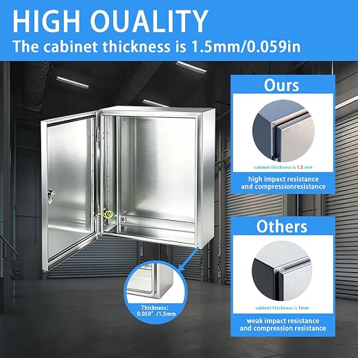Electrical Enclosure 16x16x8, 304 Stainless Steel Enclosure IP66 Waterproof and - Image 2
