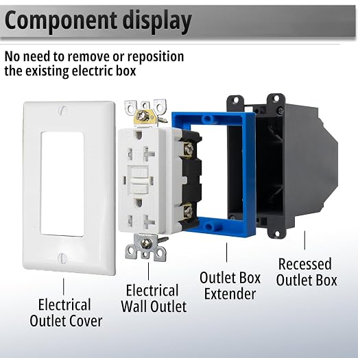 HXH Single Gang Receptacle Outlet Box Extender, 3/4 Inch, 5 Pack | - Image 7