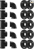 1/2" Black Pipe Fitting, Home TZH 20 Pack Floor Flange/Elbow/Tee Combo by HomeTZH