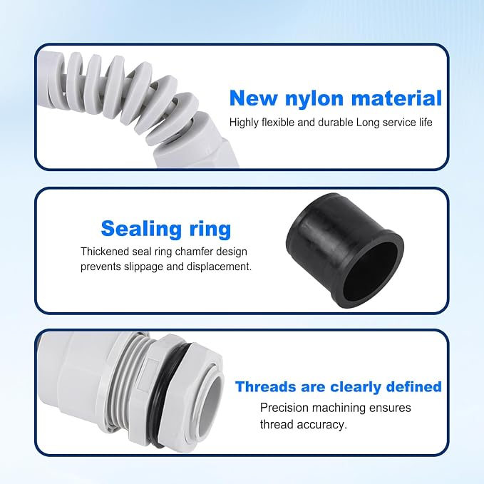 5Pcs NPT 1/4" Flex Spiral Strain Relief Cord IP68 Waterprood Cable Gland Nylon - Image 6