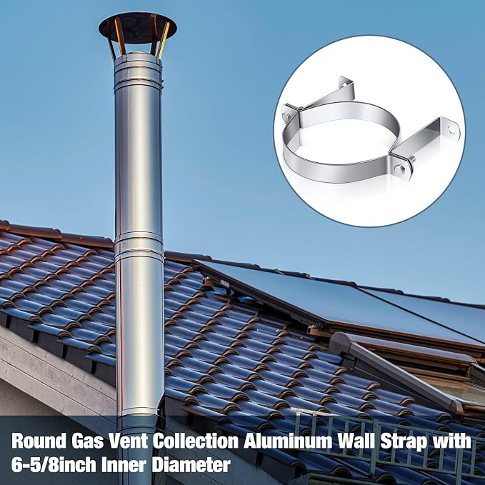 4 Pcs 6 Inch B Vent Wall Straps, Round Pipe Split Ring Hangers | Galvanized - Image 5