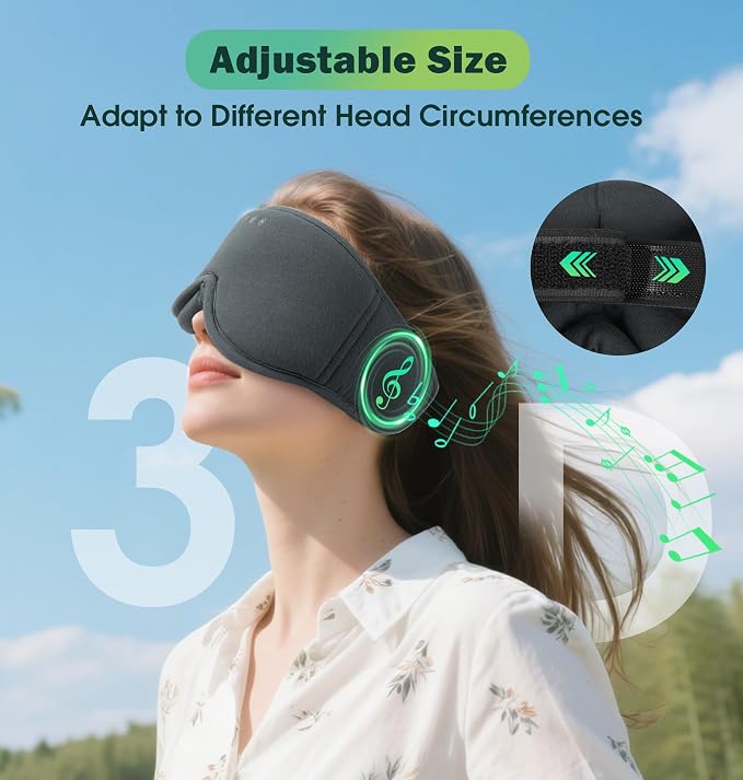 Sleep Mask with Headphones Bluetooth 5.4，LC-dolida 2025 New 3D Bluetooth Sleep - Image 5