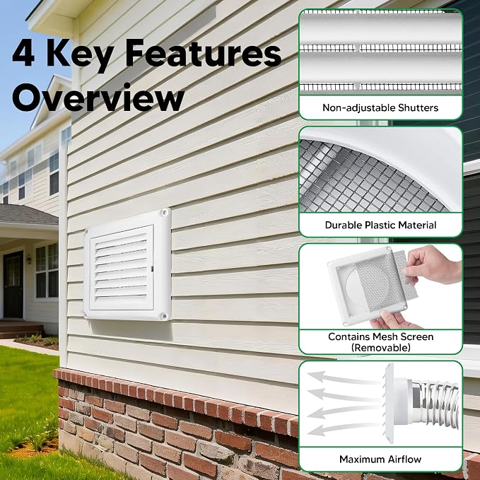 4 Inch Outside Dryer Vent Cover Hood - Image 4