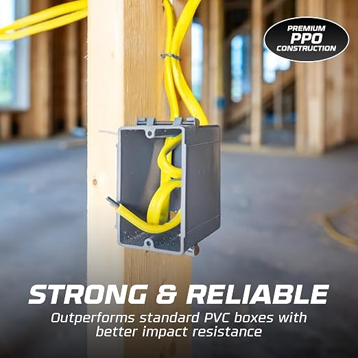 1-Gang New Work Outlet Box, 23 Cubic Inch Single Gang PVC Electrical Box - Image 4