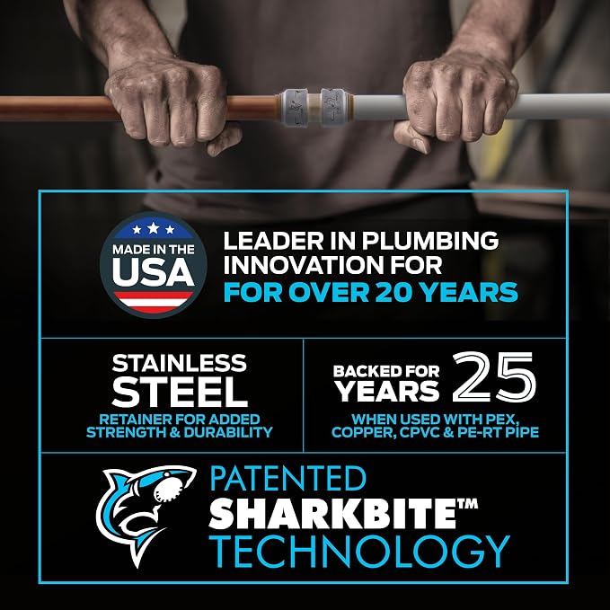 SharkBite Max 1/2 Inch Coupling, Made in the USA, Push to Connect Brass - Image 4