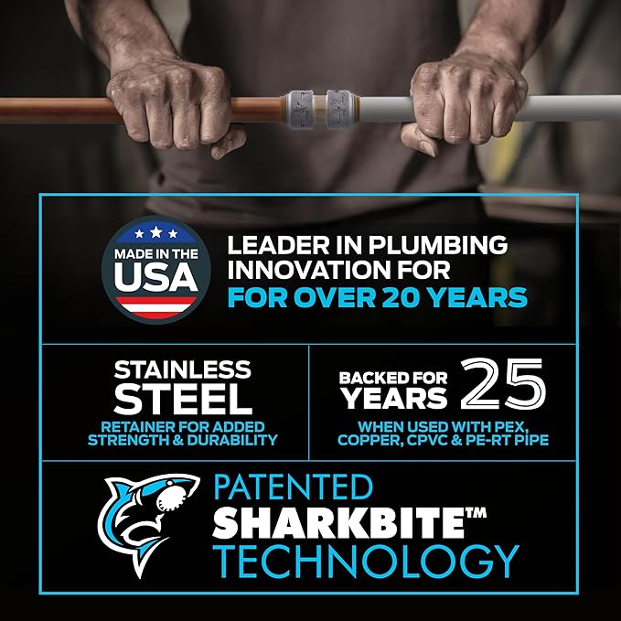SharkBite Max 1/2 Inch Coupling, Push to Connect Brass Plumbing Fitting - Image 4