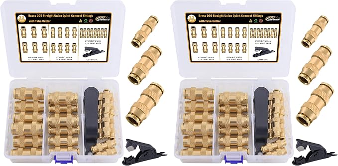 CheeMuii 23PCS Brass DOT Air Line Fittings Kit Push Lock DOT Straight Union by CheeMuii
