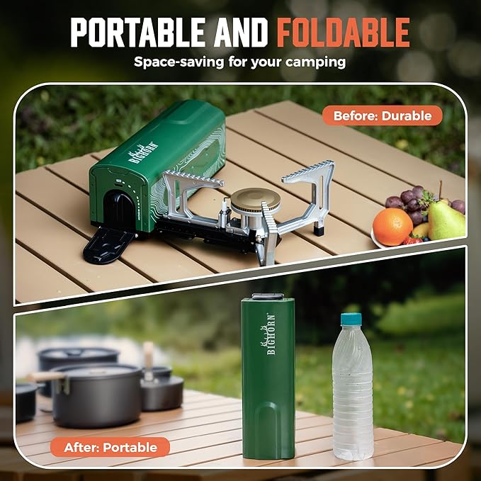 BIG HORN OUTDOORS Butane Camping Stove, Portable Folding Gas Burner - Image 2