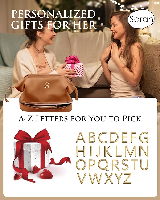 Gifts for Travelers, Personalized Makeup Bag, Monogrammed Gifts, Initial Double - Image 2