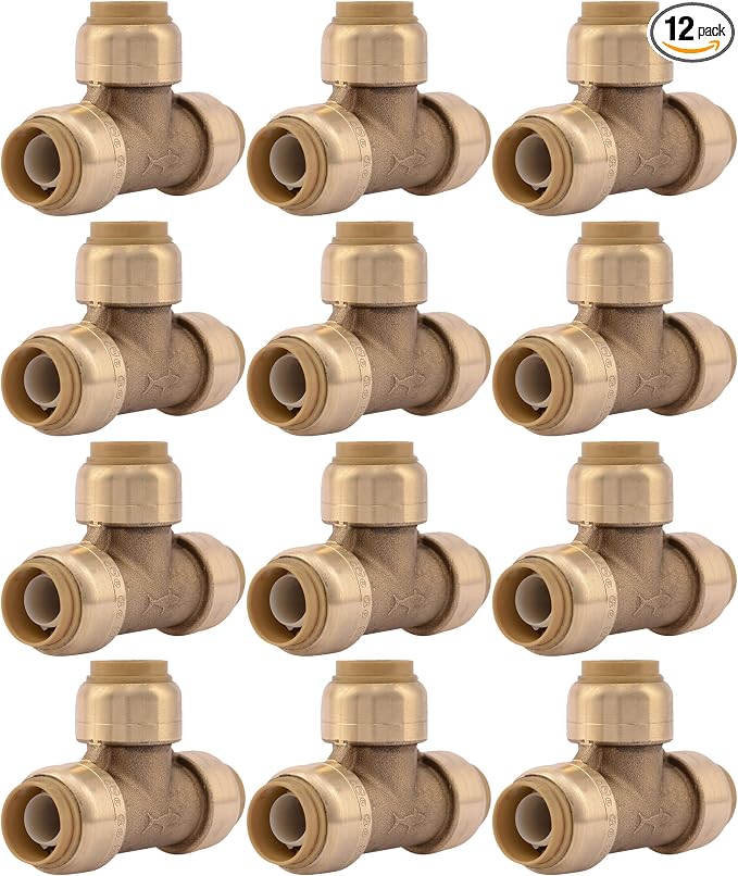 SharkBite 1/2 Inch Tee, Push to Connect Brass Plumbing Fitting, PEX Pipe by SharkBite