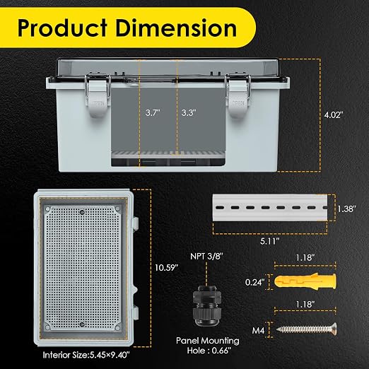 IP67 Outdoor Electrical Junction Box Waterproof 10.2''×6.3''×3.9'' | - Image 3