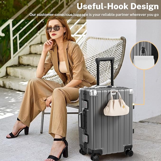 Krute Luggage 24 Inch Aluminum Frame Zipperless Suitcase - Image 4
