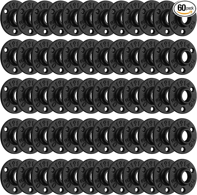 1/2" Antirust Black Floor Flange, Malleable iron Pipe Fittings by HomeTZH