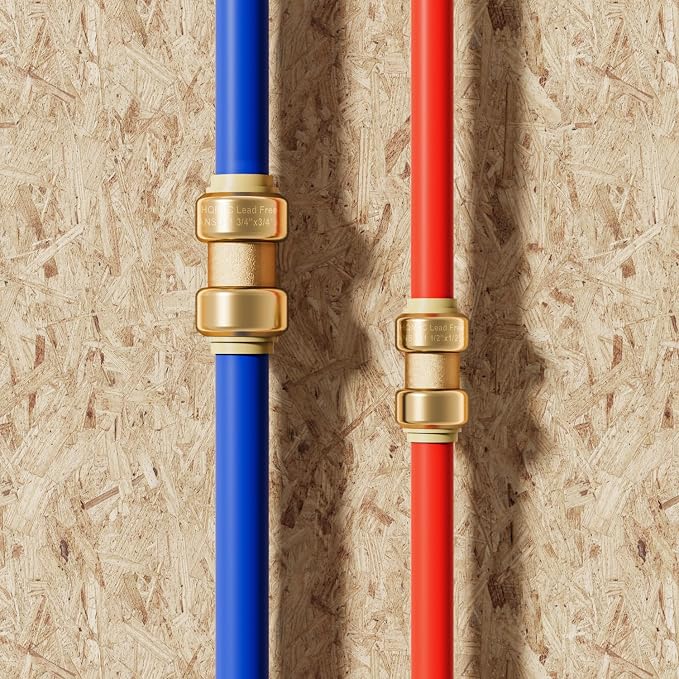 Push Fit PEX Fittings Straight Coupling 1/2", Push-to-Connect Copper, No Pb - Image 3
