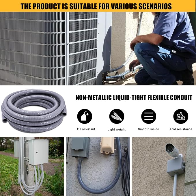 3/4 inch 150 Foot Liquid-Tight Conduit and Connector Kit, Flexible Non Metallic - Image 7