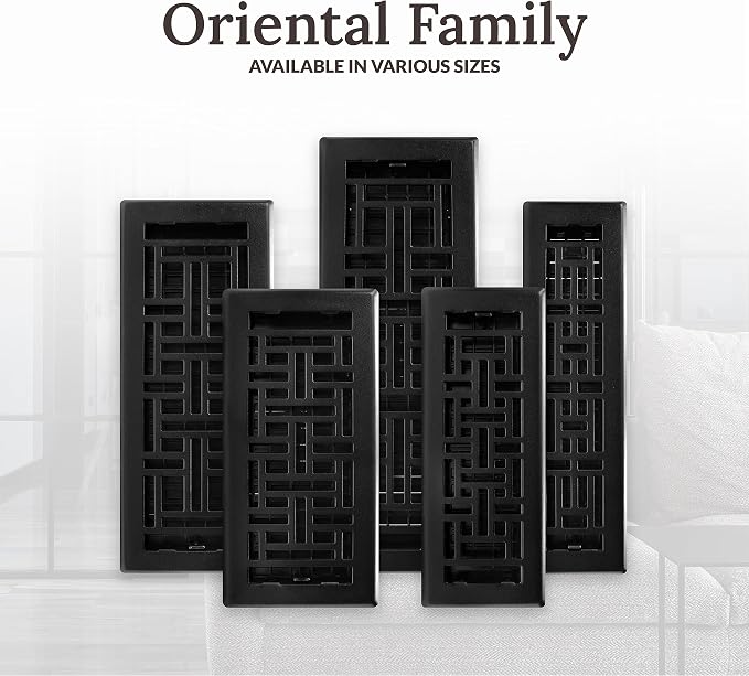 Decor Grates AJH212-BLK Oriental Floor Register, 2x12 Inches, Textured Black - Image 11