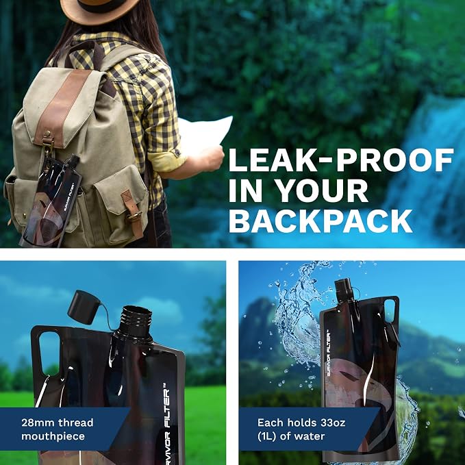 Survivor Filter Clear Collapsible Water Bottles - Image 2