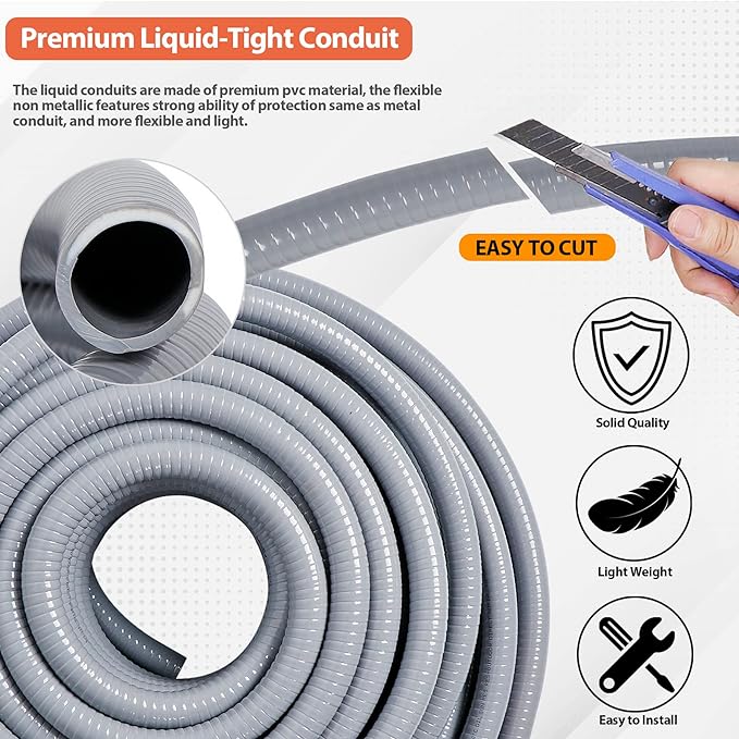 Liquid-Tight Conduit and Connector Kit 1/2inch 150ft | UL Certification - Image 3