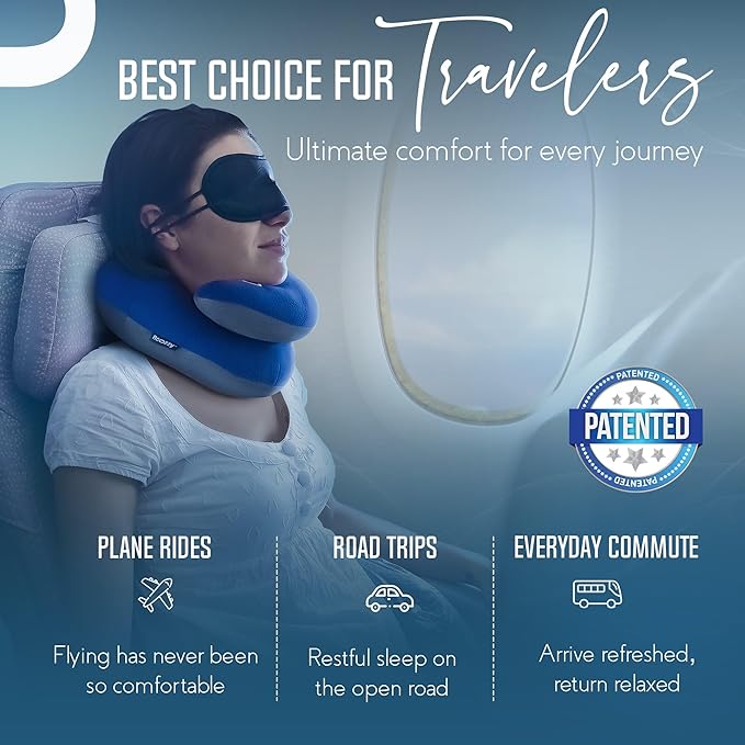 BCOZZY Travel Neck Pillow for Airplane – Patented Double Support for Head - Image 6