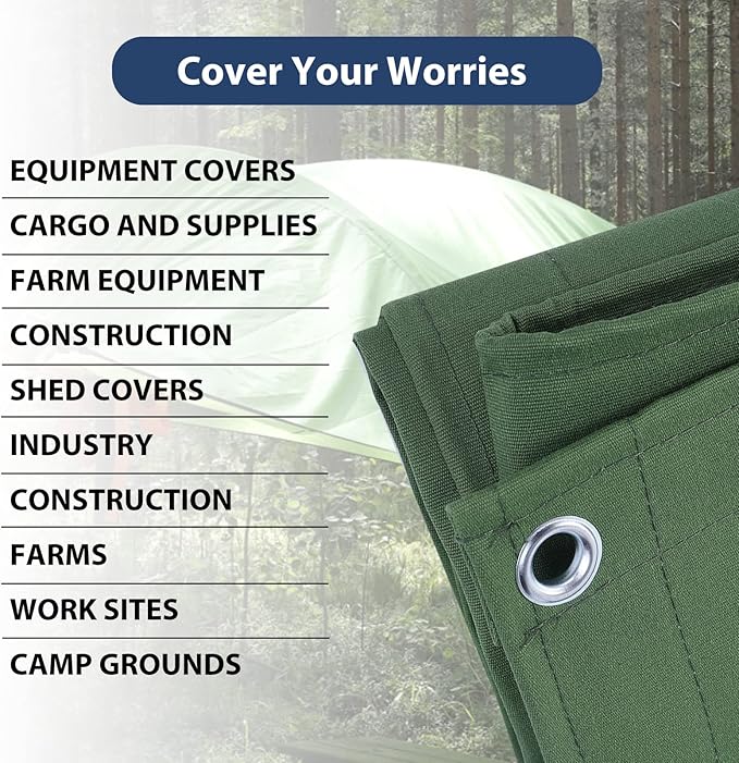 10’x10’ Canvas Tarps Heavy Duty Waterproof Tarpaulins - Image 6