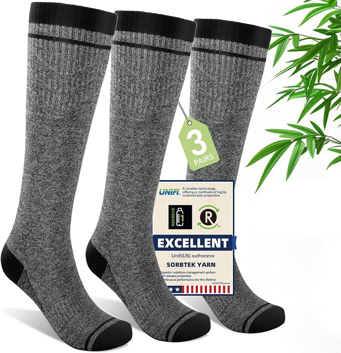 Compression Socks Women & Men, 15-20 mmHg Bamboo Viscose Knee High Soft Support by Unknown