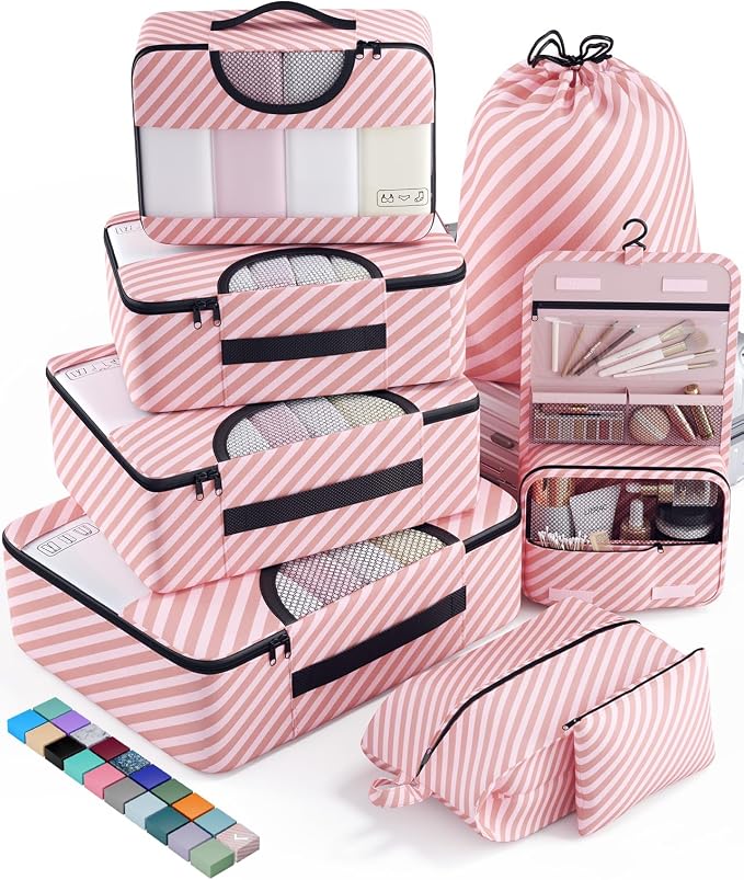 Veken 8 Set Packing Cubes for Travel Essentials, Suitcase Organizer Bags in 4 by Veken