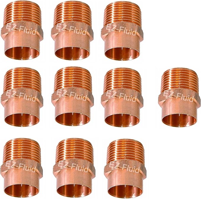 EZ-FLUID 3/4" C X MIP LF Copper Male NPT Adapter Pressure Copper MIP Fittings by EZ-FLUIDPlumbingProducts