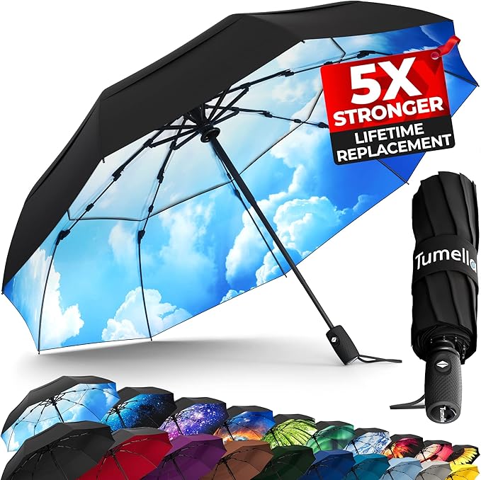 TUMELLA Strongest Windproof Travel Umbrella, Small Strong but Light Portable by Tumella
