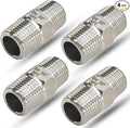 3/8" NPT Male Hex Nipple Pipe Fittings, 304 Stainless Steel 3/8 inch Threaded by feyadaperonline