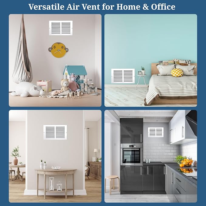 14x08 Air Return Vent Cover, Solid Steel White, 4 Pack - Image 4