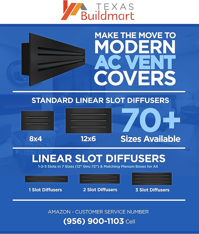 BUILDMART - 20x8 Modern AC Vent Cover - Decorative Black Aluminum Air Vent - - Image 8