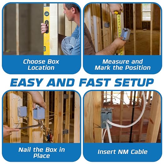 1-Gang New Work Outlet Box, 20 Cubic Inch Single Gang PVC Electrical Box - Image 6