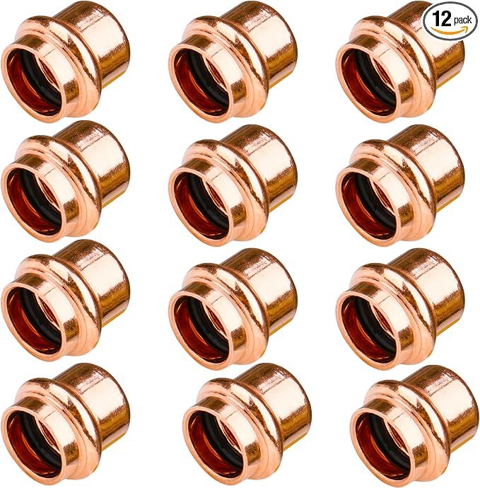 WHK 12 Pack 1/2 Inch Pro press Copper End Cap Pro Press 1/2" Cooper End Plug by WHK